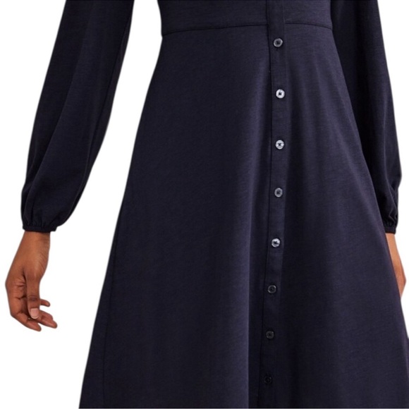 Boden NWT navy Tencel blouson longsleeve Jersey button front casual dress size 8 - Picture 5 of 14